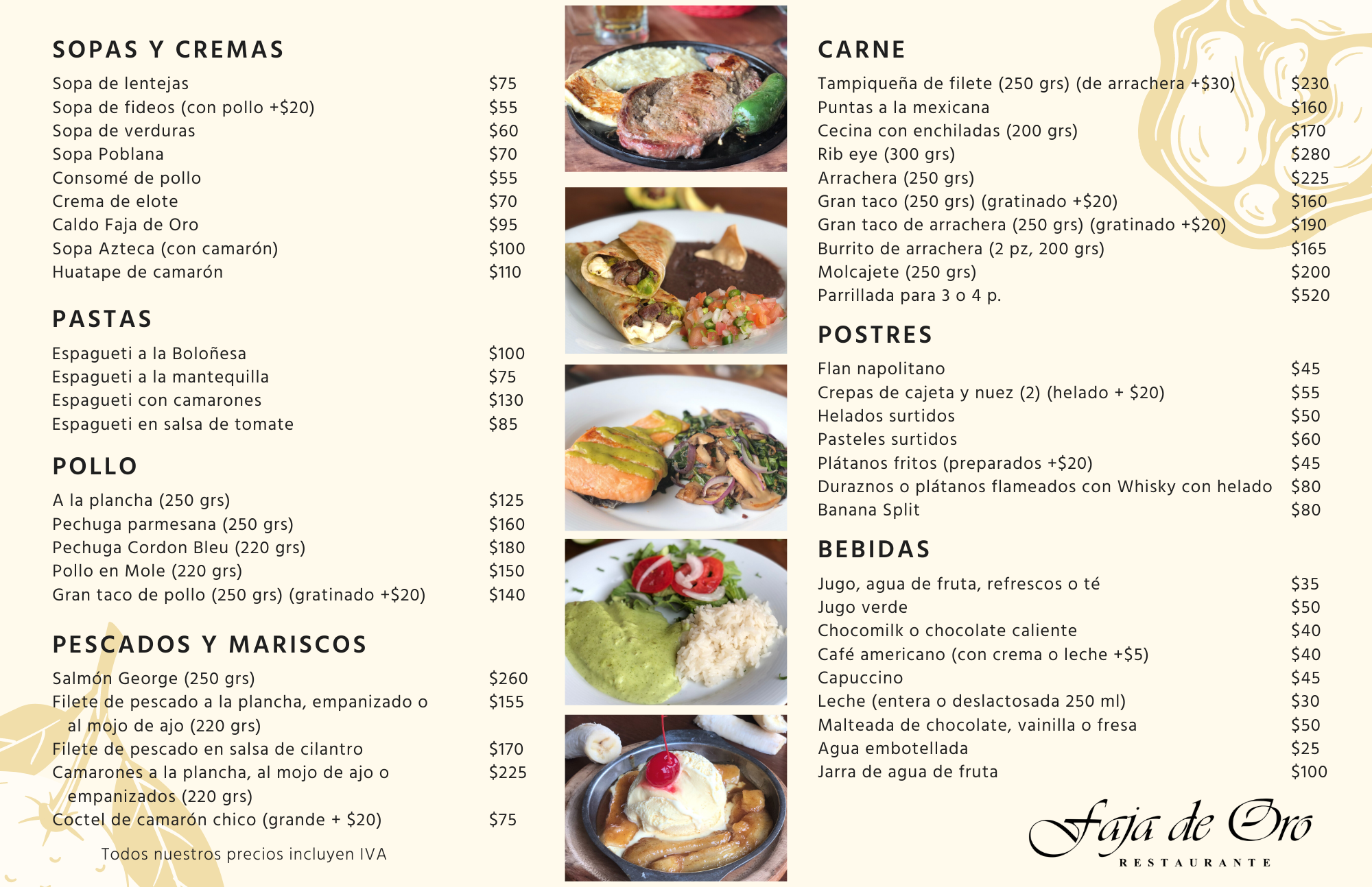 Carta de Restaurante Faja de Oro en Poza Rica de Hidalgo, Veracruz — página 2